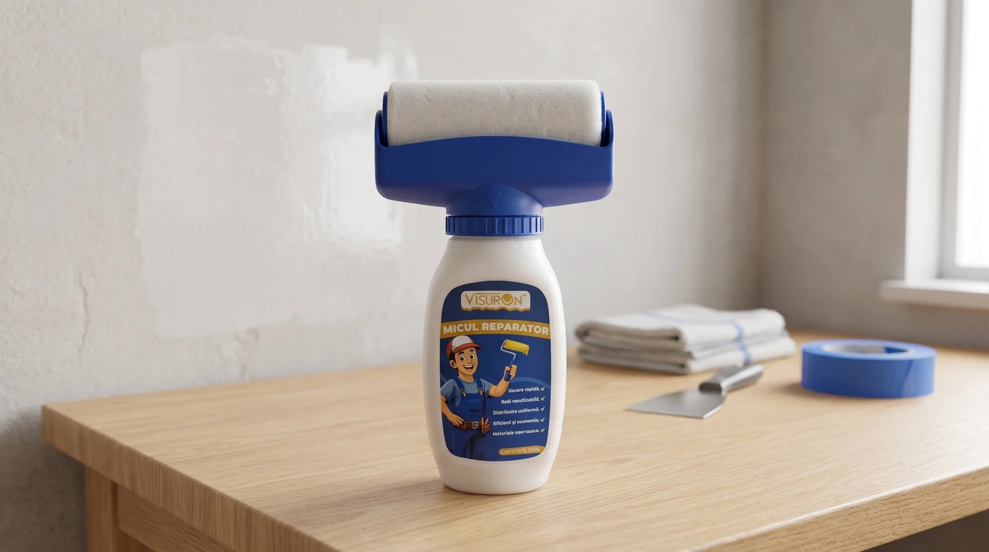 Trafalet 2 in 1 cu vopsea lavabila alba pentru retusuri rapide