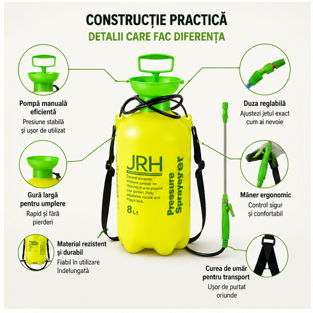 Pompa de stropit manuala, jrh  8L