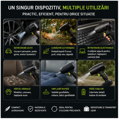 Suflanta CAR DRY Multifunctionala Portabila 48v, 2 acumulatori inclusi!!!
