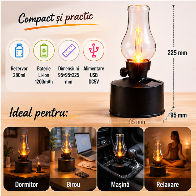 Difuzor de Aromă tip Lampă LED Solară - Decorativ și Funcțional