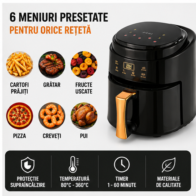 Friteuza Fara Ulei Air Fryer , Displat Digital, Functie de Coacere jrh 10L