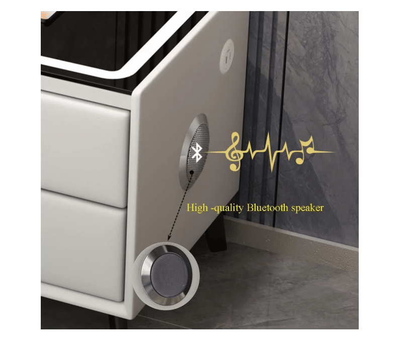Noptiera inteligenta cu incarcare wireless, lumini LED regla