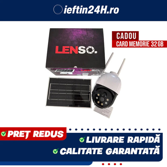 Camera Supraveghere LENSO Solara Cartela SIM 5 MP + CARD 128 GB
