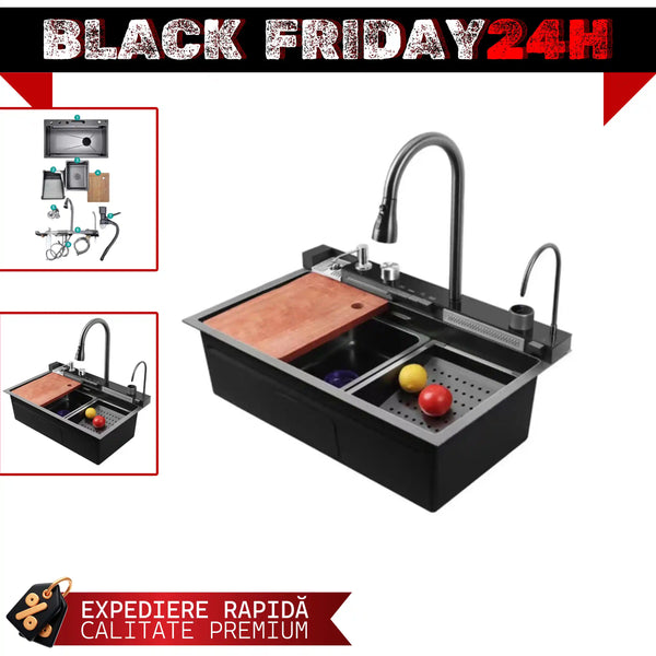 Chiuvetă de bucătărie multifuncțională otel inoxidabil LED 70x45x25