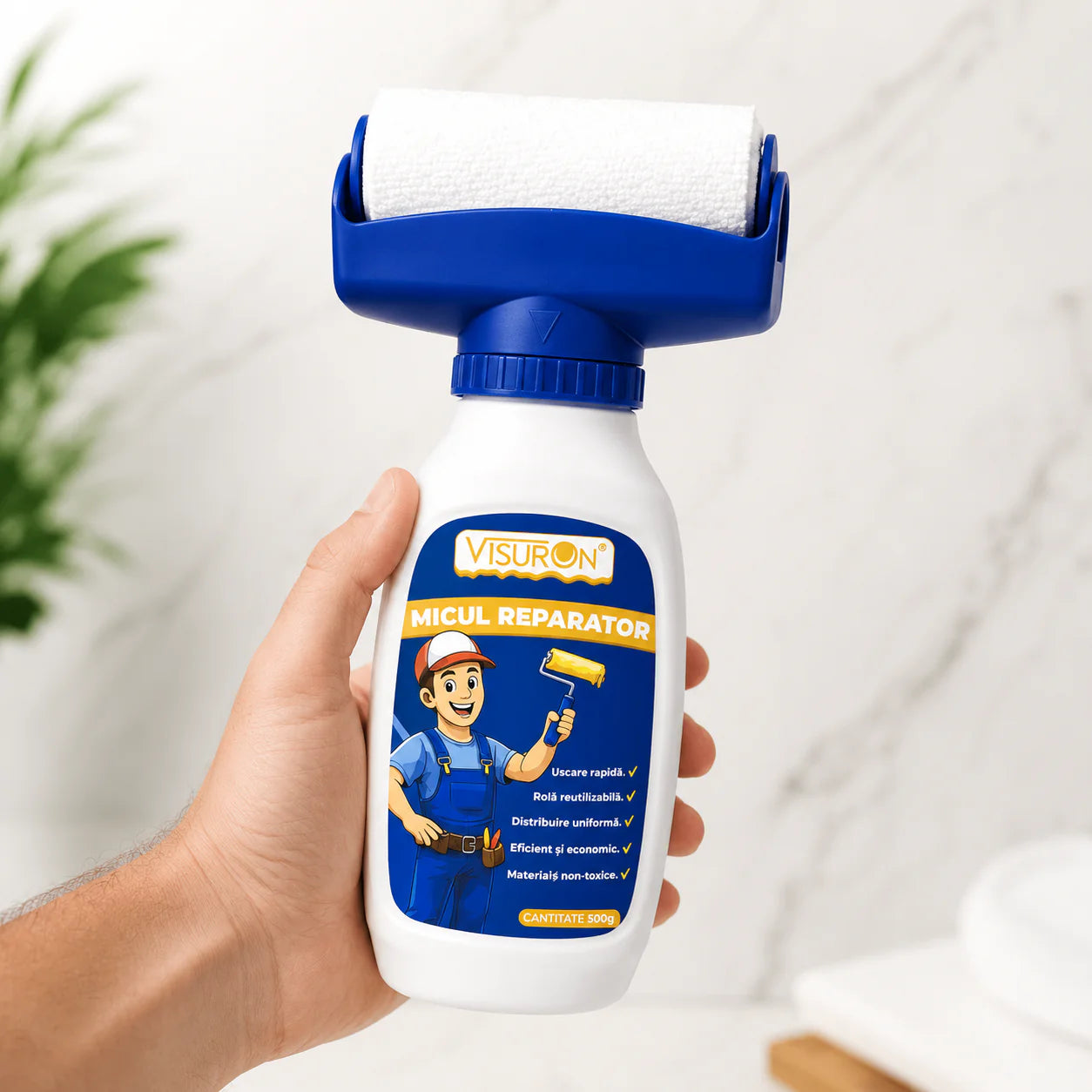 Trafalet 2 in 1 cu vopsea lavabila alba pentru retusuri rapide