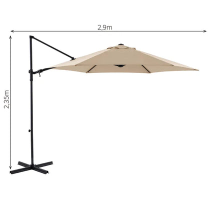 Umbrela de gradina ajustabila cu brat de metal, crem