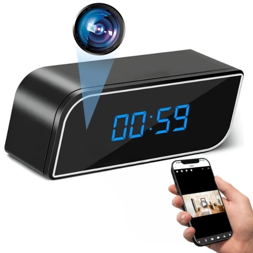 Camera spion WI-FI ascunsa in ceas desteptator + CARD DE MEMORIE