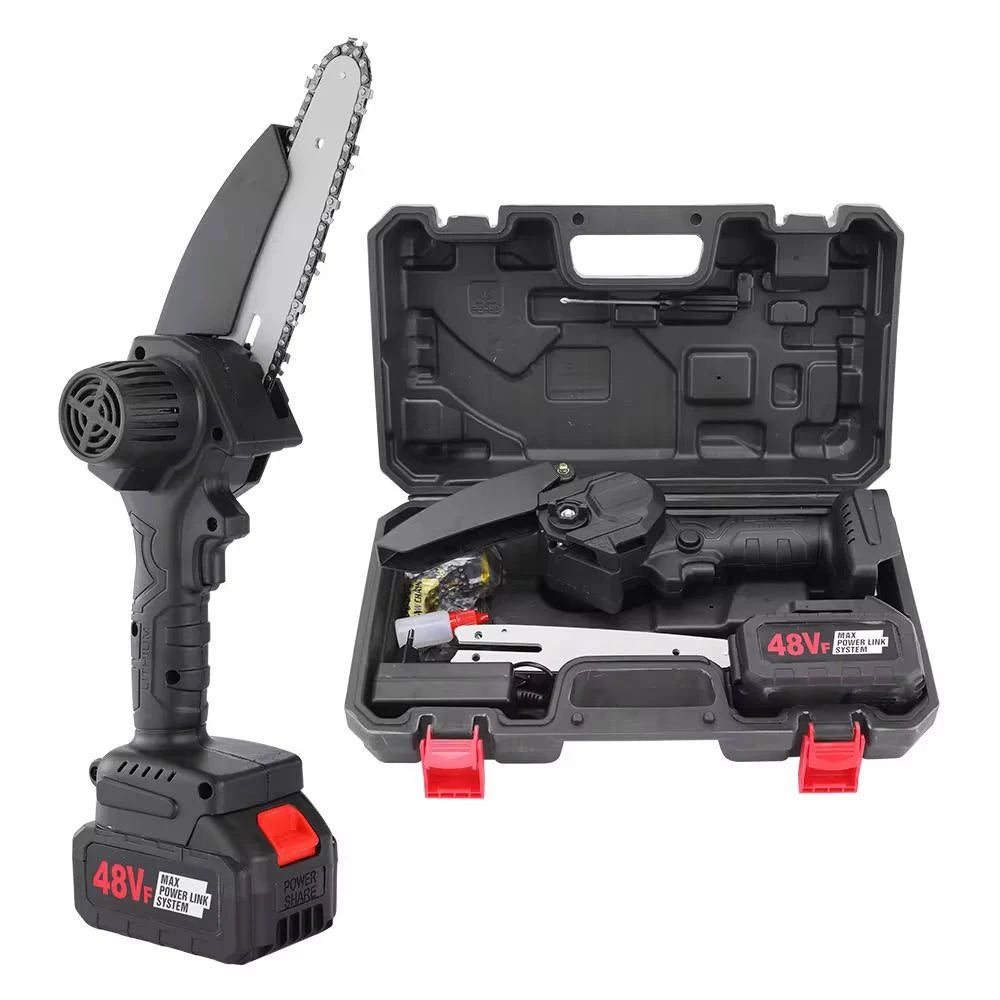 Mini Drujbă cu 2 acumulatori 48V  + 2 LANTURI DE REZERVA