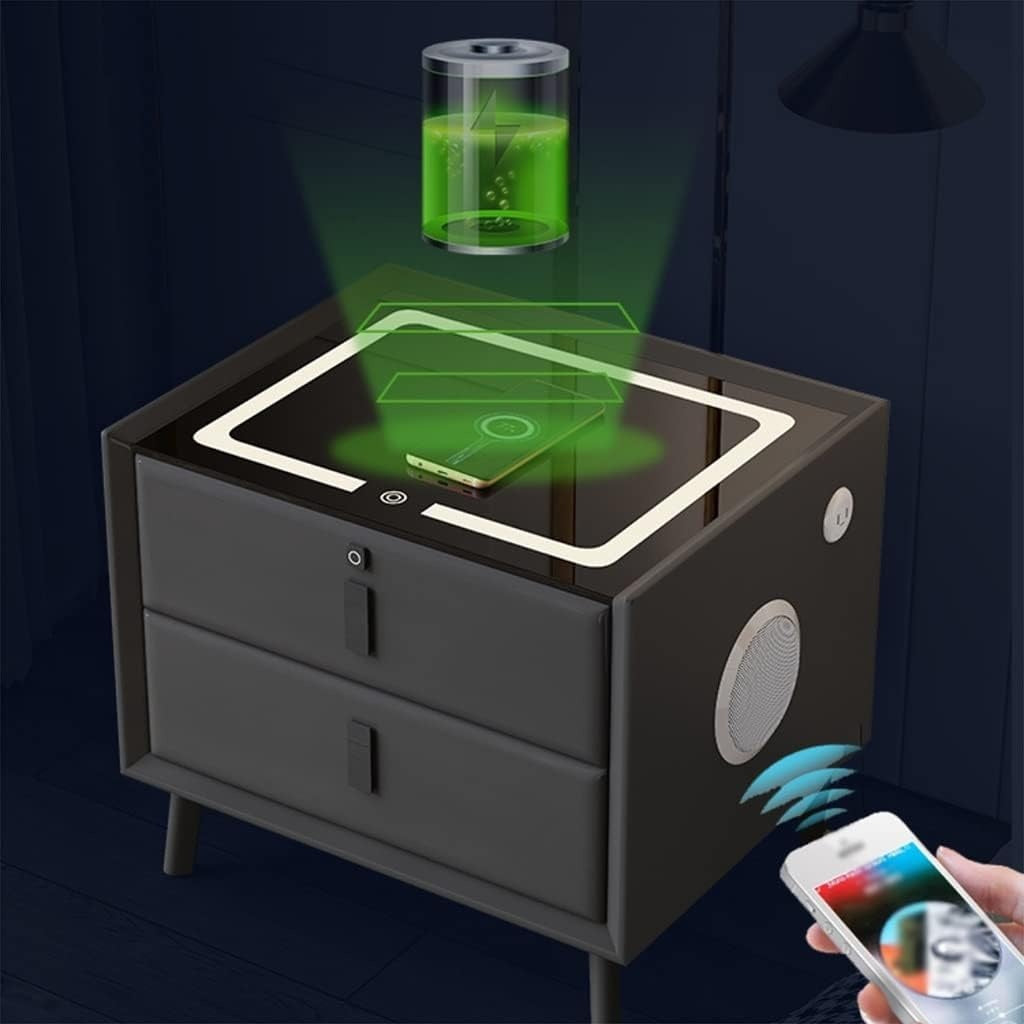 Noptiera Smart Multifunctionala cu Amprenta, LED, Bluetooth
