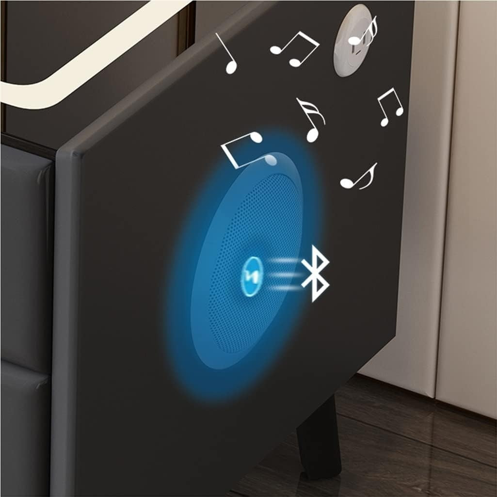 Noptiera Smart Multifunctionala cu Amprenta, LED, Bluetooth