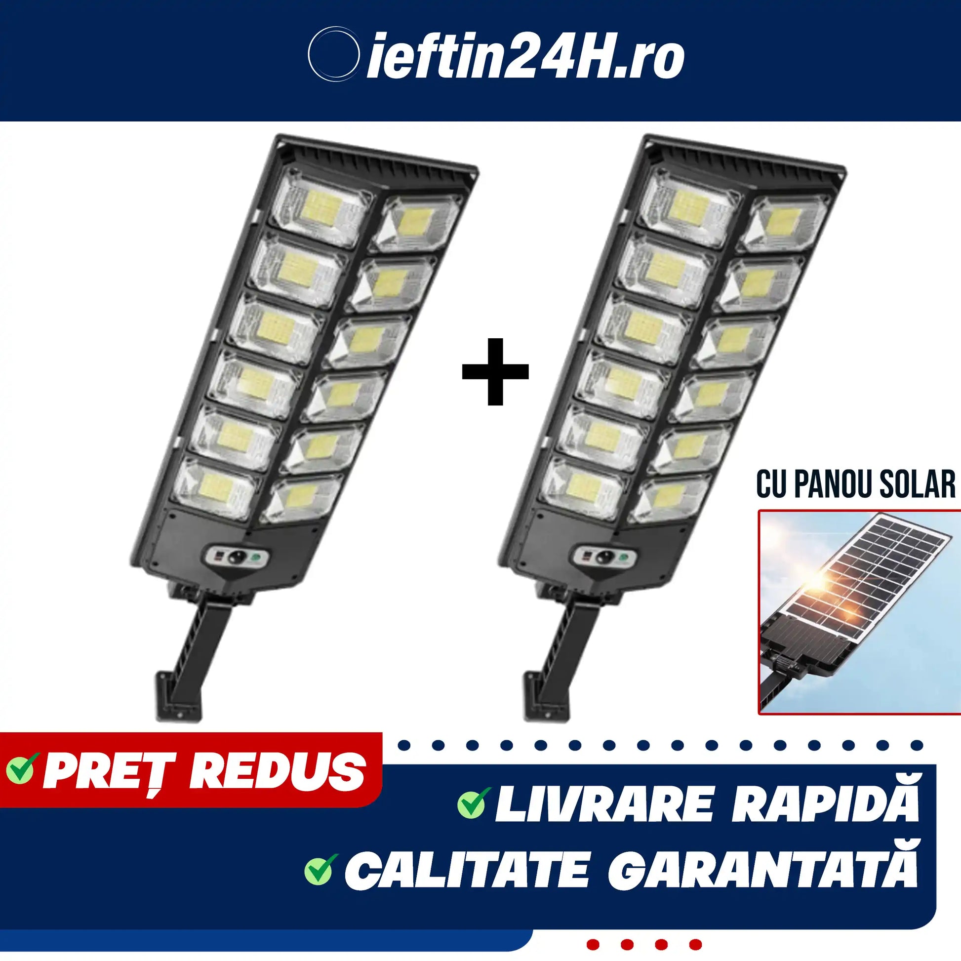 PACHET 1 + 1   Lampa solară stradală 3000W