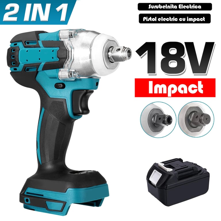 Cheie de impact OKBOONS 48V, 2 acumulatori, 43 accesorii