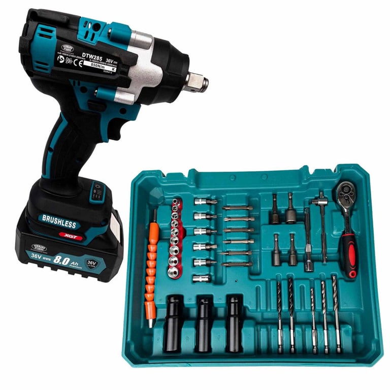 Cheie de impact OKBOONS 48V, 2 acumulatori, 43 accesorii
