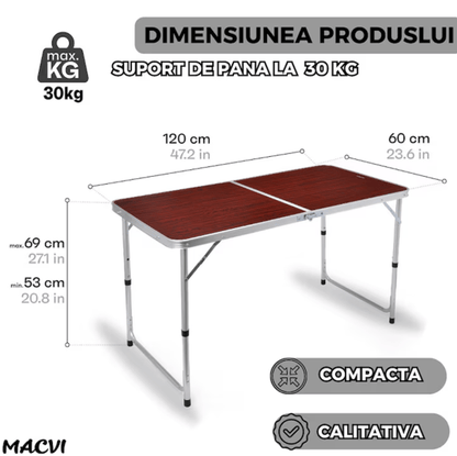 Masă Pliabilă cu Scaune din Metal, Geantă Transport