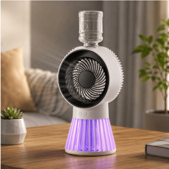 Ventilator 4 în 1 cu Umidificare și Capcană Țânțari