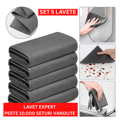 Set 5 Lavete Curățare Fără Zgârieturi, 20x20 cm Gri