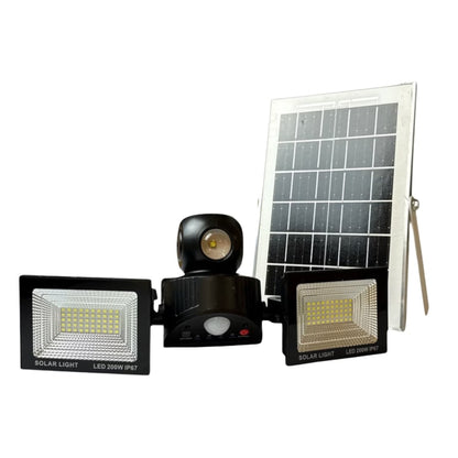 Proiector solar LED dublu, senzor mișcare, telecomandă