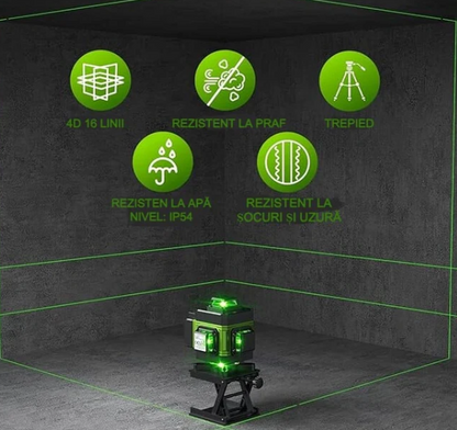 Nivela Laser 4D cu 16 Linii, Autonivelare și Trepied