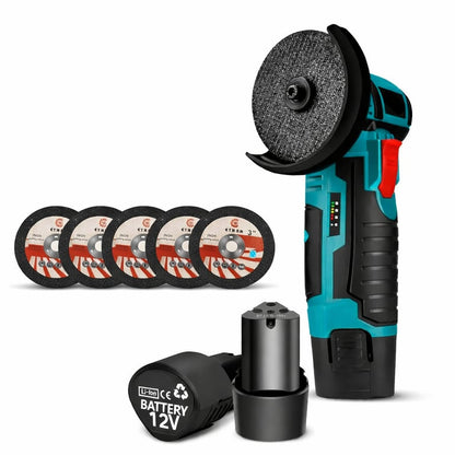 Mini Polizor Unghiular 48V, 2 Acumulatori, 5 Discuri