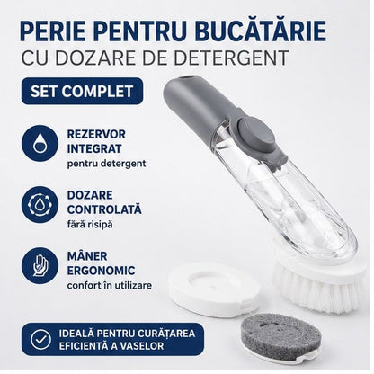 Perie Vase cu Mâner, Rezervor Detergent, Cap Înlocuibil