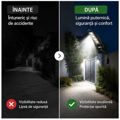 Lampă solară stradală 1200W, 55 cm, cu telecomandă