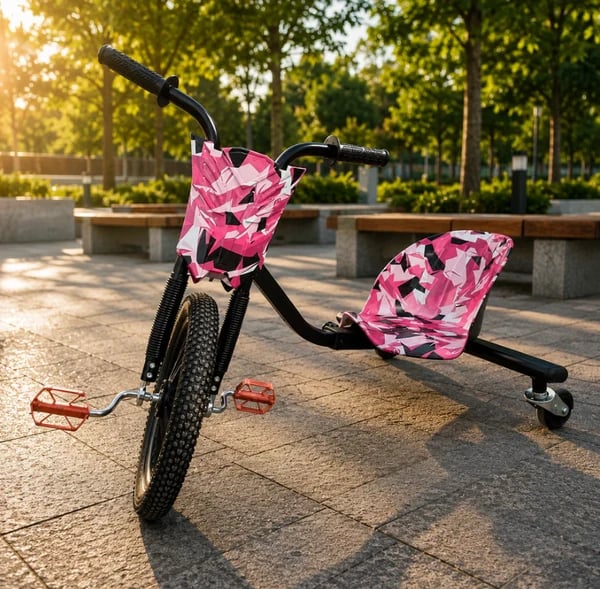 Tricicletă drift cu roți LED, scaun cupă reglabil, 120 kg