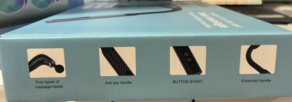 Pistol de Masaj Fascial cu Mâner Extins, 9 Trepte de Viteză, 4 Capete de Masaj, 3000 RPM