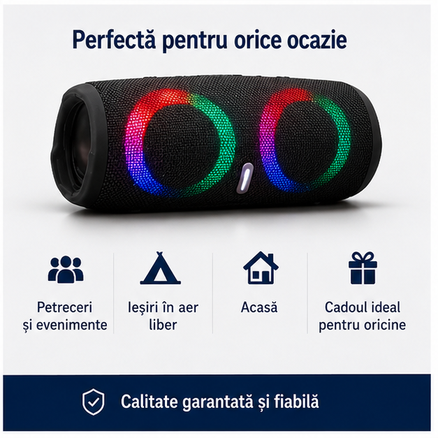 Boxă portabilă RGB CHARGE5, IP65, Bluetooth, Negru