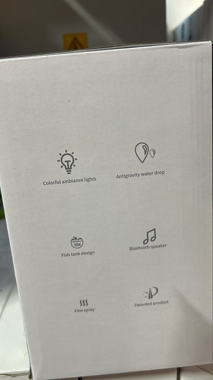 Boxă Bluetooth cu Umidificator Anti-Gravitațional – Design Acvariu, Iluminare Ambientală și Pulverizare Fină