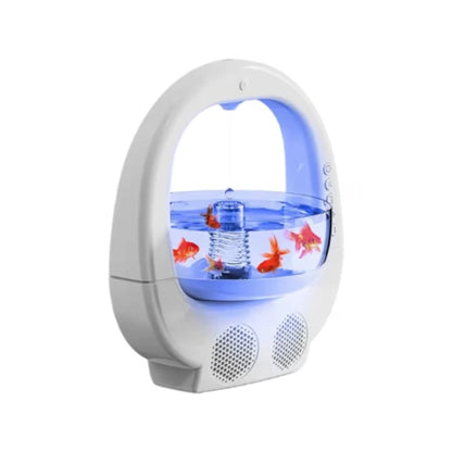 Boxă Bluetooth cu Umidificator Anti-Gravitațional – Design Acvariu, Iluminare Ambientală și Pulverizare Fină