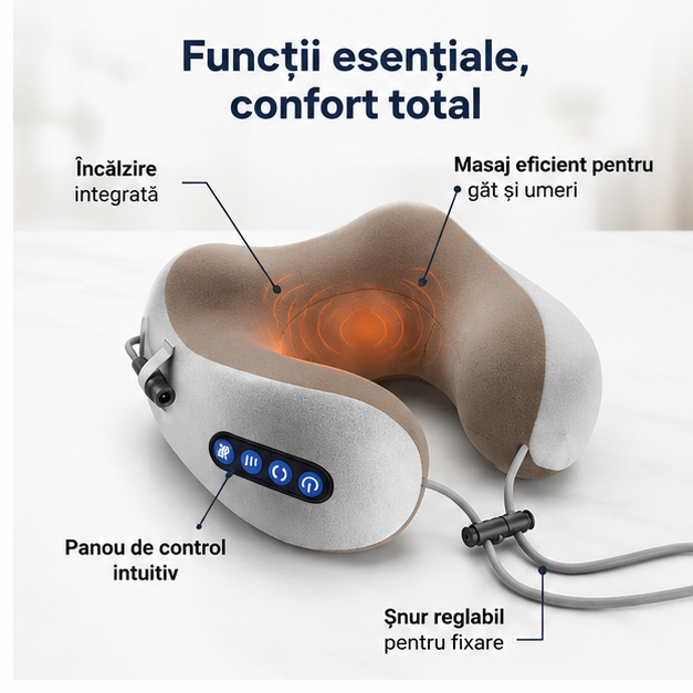 Guler cervical cu încălzire și masaj gât-umeri acasă