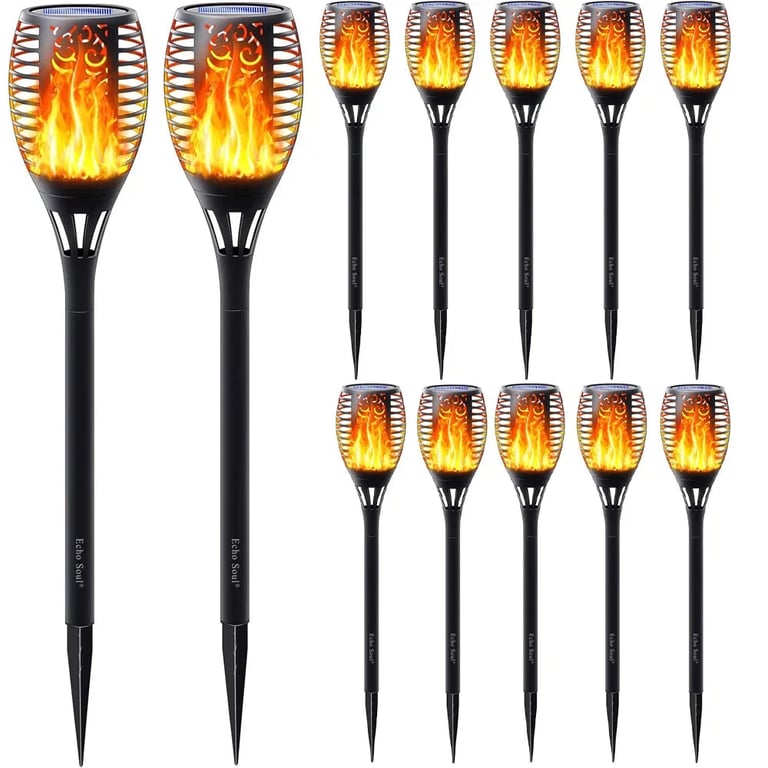 Lampă solară cu flacără, set 10 buc, senzor zi/noapte