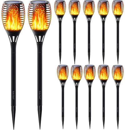 Lampă solară cu flacără, set 10 buc, senzor zi/noapte