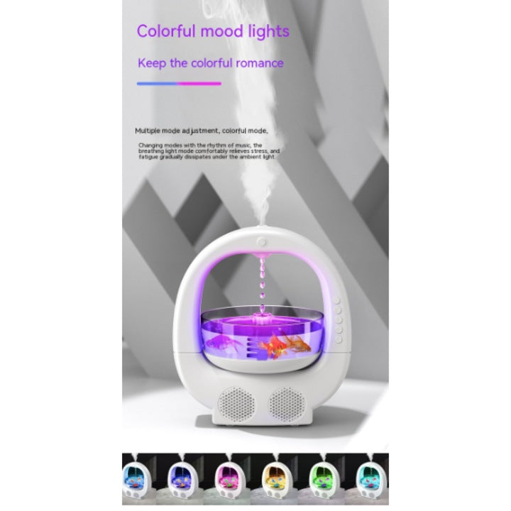 Boxă Bluetooth cu Umidificator Anti-Gravitațional – Design Acvariu, Iluminare Ambientală și Pulverizare Fină