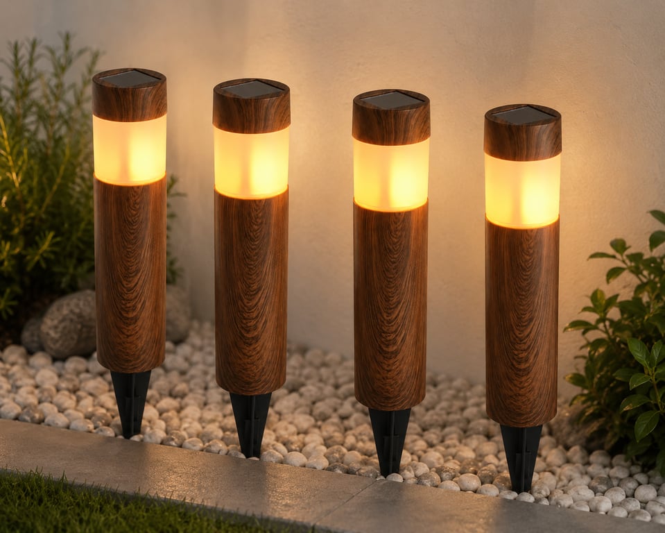 Set 4 Lămpi Solare Grădină IP44, Lumină Caldă SOLORA