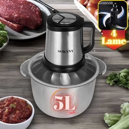 Tocător Electric 5L, 1000W, Inox, Lame Ascuțite Hausberg