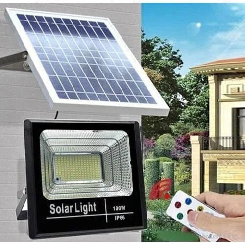 Proiector solar cu panou 100W, telecomandă, aluminiu