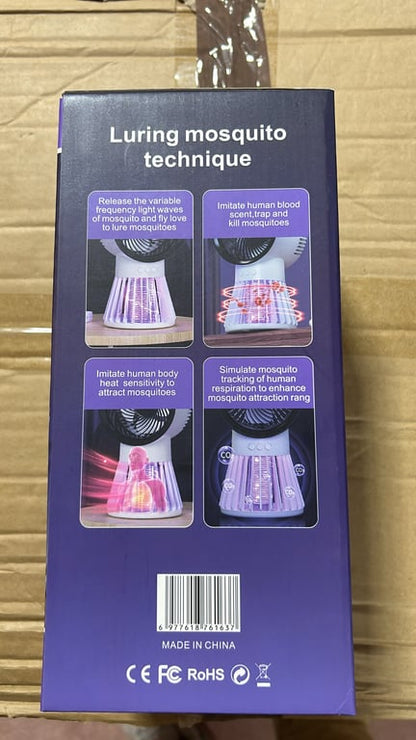 Ventilator cu Umidificare și Lampă Anti-Țânțari 4 în 1 – Răcire, Pulverizare, Iluminare de Noapte și Capturare Insecte