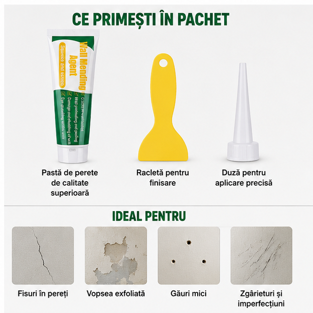 Kit Reparare Pereți - Pastă pentru Fisuri și Găuri