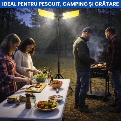 Proiector LED Camping 94W, braț telescopic 5m, geantă