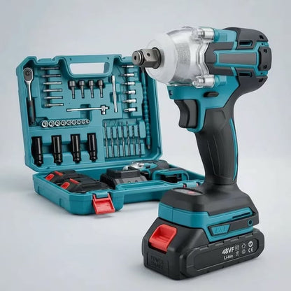 Cheie de impact OKBOONS 48V, 2 acumulatori, 43 accesorii