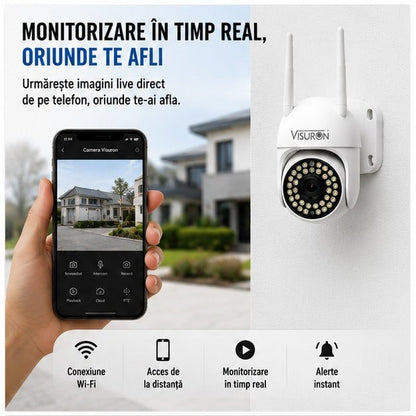 Cameră supraveghere Wi-Fi cu bec E27, 36 LED IR, 360°