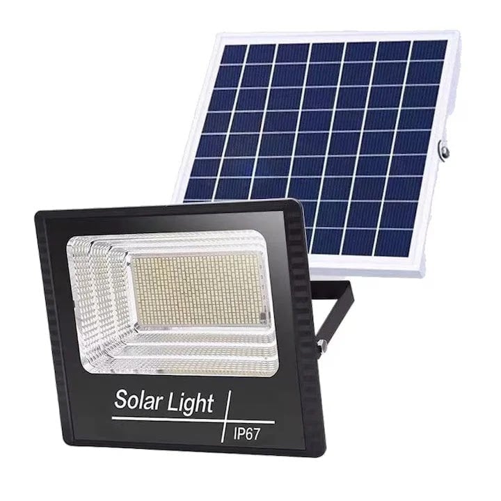 Proiector solar cu panou 100W, telecomandă, aluminiu