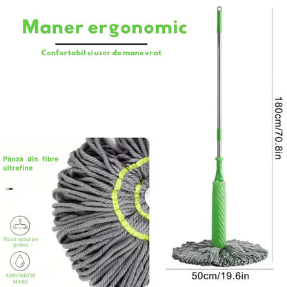 Mop cu stoarcere, microfibra ultra-absorbanta, maner lung, ideal pentru parchet, gresie