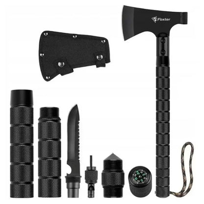 Topor multifuncțional camping 9 in 1 , cuțit, amnar, fluier, desfacator