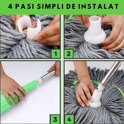 Mop cu stoarcere, microfibra ultra-absorbanta, maner lung, ideal pentru parchet, gresie
