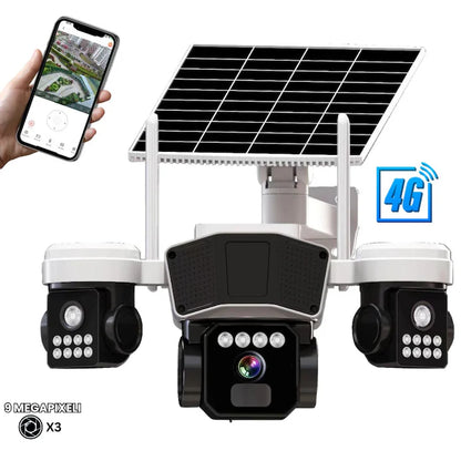 Camera de supraveghere EXTRATERESTRU 3 in 1 cu panou solar, conexiune SIM 4G, 9MP