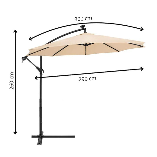 Umbrela Gradina Banana cu LED Solar, Brat Lateral, 420 cm