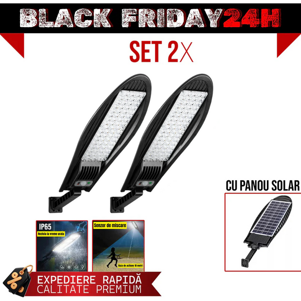 PACHET 1+1 GRATIS! LAMPA SOLARA 1200W LED SENZOR DE MISCARE