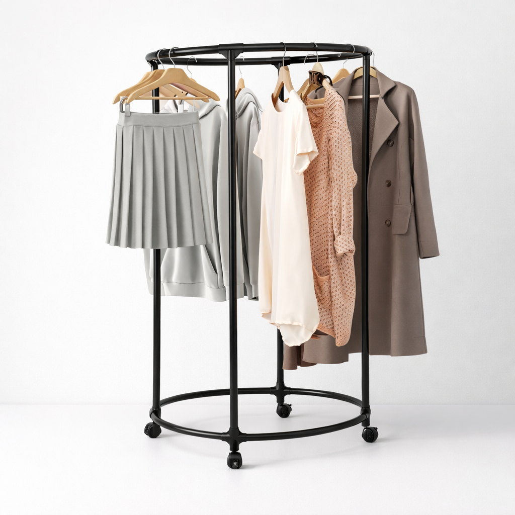 SUPORT DE HAINE ROTATIV 360° – NEGRU